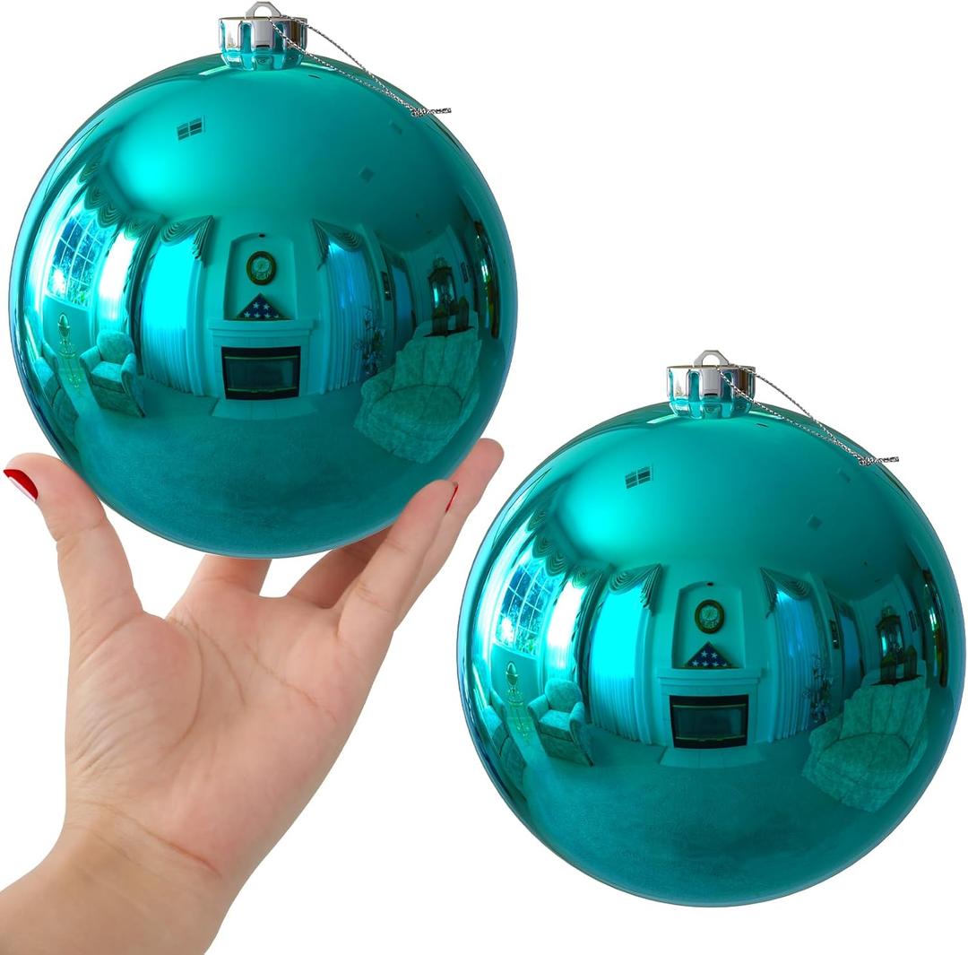 Teal 6.0" Christmas Balls - Extra Large Christmas Tree Decorations Shiny Shatterproof Balls Hanging Ornaments for Wedding Birthday Holiday Decorations Set of 2pcs Teal 6.0" Christmas Balls - Extra Large Christmas Tree Decorations Shiny Shatterproof Balls Hanging Ornaments for Wedding Birthday Holiday Decorations Set of 2pcs