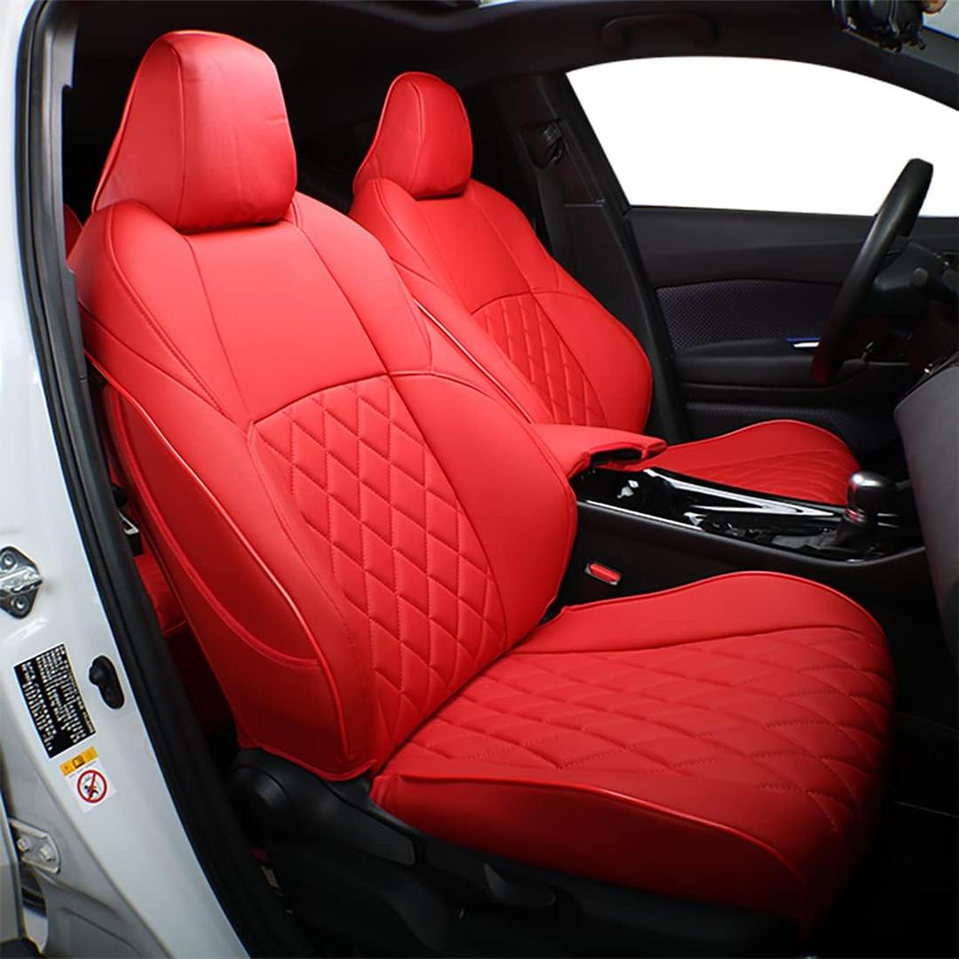 EKR Seat Covers for Honda Accord 2023 2024 2025 2026 LX(Rear Row W/Solid Backrest) Leather Car Seat Cover,Waterproof Car Seat Protectorss,Trucks Seat Covers Full Set(Red)