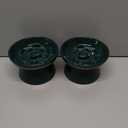Tioncy 2 Pcs Raised Cat Slow Feeder Bowl Ceramic Elevated Cat Dog Food Bowl No Spill High Edge for Dry Wet Food and Water Easy to Clean, Dishwasher Safe (Dark Green)