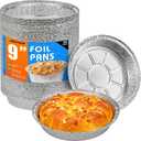 50 Pack 9 Inch Round Aluminum Foil Pie Pans,Pie Tins Disposable,Ideal for Baking Delicious Tarts or Crispy Pastry Crusts, Freezer & Oven Safe,Pie Pan For Cooking, Storage, Roasting, & Reheating