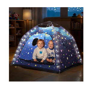 Starry Kids Play Tent with Lights & Portable Bag for Indoor Outdoor, Inside Children Tents for Ages 3-12 Boys & Girls, 51" x 51" x 43" Blue