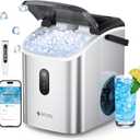 ecozy Nugget Ice Maker Countertop, Smart Portable Crushed Ice Maker with Voice Control, Pellet Chewable Ice 33lbs/24H, Self-Cleaning, with APP WiFi, Timer Function and Status Alerts, Bonus TDS Meter (Silver)