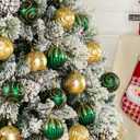 3.15" Luxury Christmas Tree Balls Ornaments, 16Pcs Colored Shatterproof Plastic Hanging Ornaments Set for Christmas Trees Decor/Wedding/Holiday/Party (Gold & Green)
