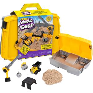 Kinetic Sand, Construction Site Folding Sandbox with 2lbs Play Sand & Toy Truck, Sensory Toys for Kids Ages 3 and up (Multi Color)