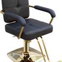 Stylist Chairs for Salon, 360 Degree Rotating Barber Chair Hydraulic Pump Salon Chair, Spa Beauty Equipment for Hair Stylists, Tattoo Artists, Cosmetologists (Gold)