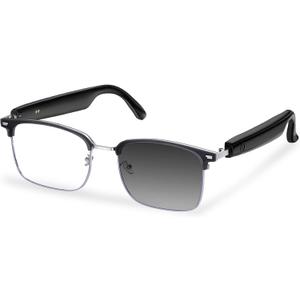 BUDAOLIU Smart Glasses, Blue Light Blocking Bluetooth Glasses with Open Ear Speaker, Photochromic Sunglasses Lens, Voice Assistant Compatible for Android iPhone