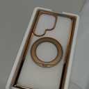 Compatible with Clear Samsung Galaxy S24 Ultra Case with 360 Invisible Magnetic Ring Stand [Compatible with Mag-Safe] Shockproof Plating Phone Case for S24 Ultra 6.8'',Desert Gold