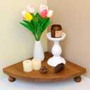 Corner Counter Wood Shelf, Rustic Pedestal Stand, Farmhouse Corner Shelves Stand, Tray Riser for Coffee Bar, Bathroom Countertop Organizer Corner, Centerpiece Display Riser for Kitchen (Wooden)
