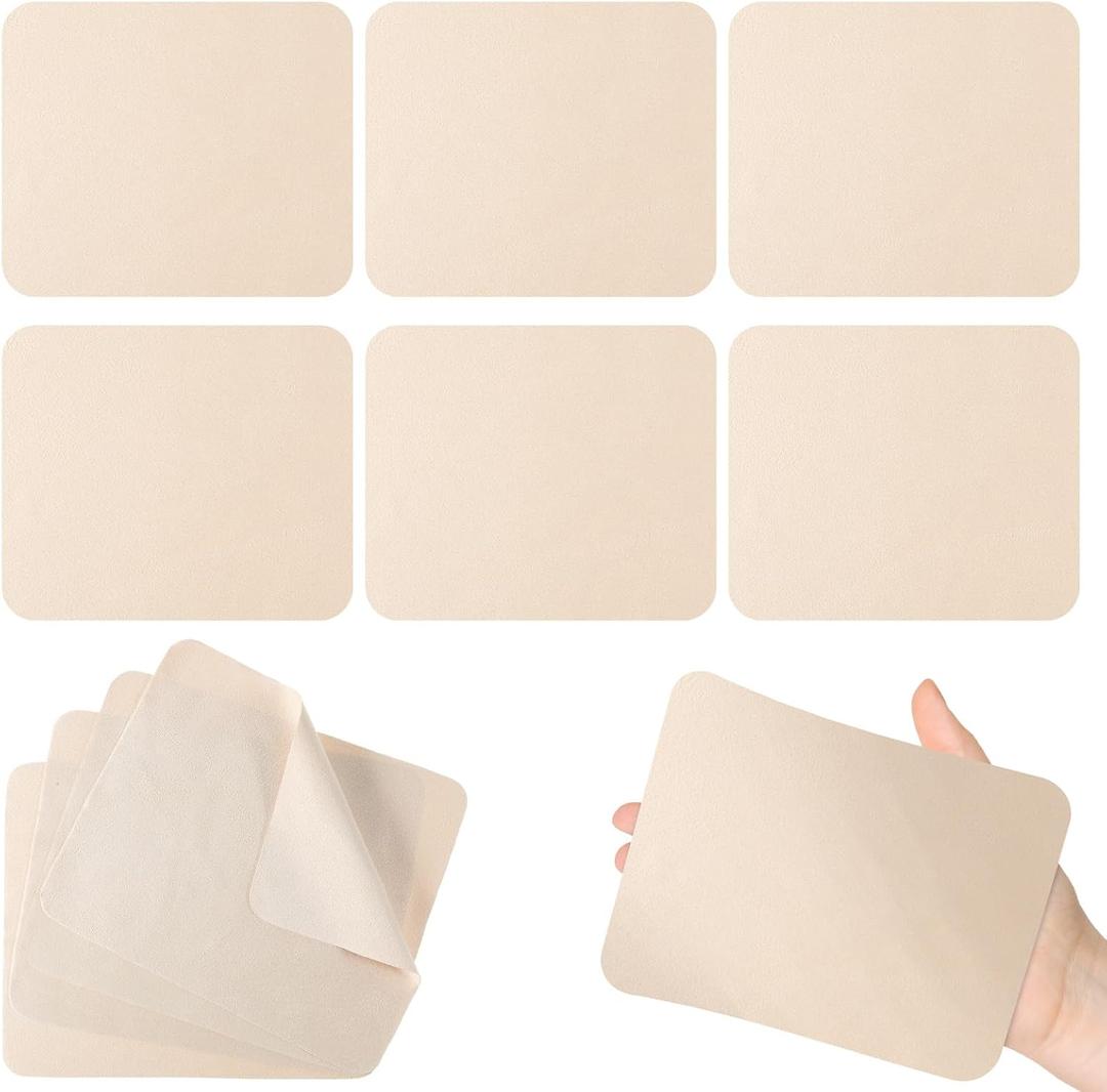 20 Pieces Chamois Cloth, 7x6 Inch Chamois for Pottery Soft Pre-Cut Artist Chamois Leather Clay Trimming Tool for Pottery, Glasses, Jewelry, Musical Instruments, Camera and Car Cleaning Beige