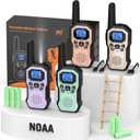 Walkie Talkies for Adults Long Range 2 Way Radios for Kids Rechargeable 4 Pack, Hiking Camping Skiing Cruising Gear with Lamp, USB-C, SOS Siren, NOAA Alert, iVOX Hands-Free, One-Touch Pairing (Cyan Gold Pink Purple)