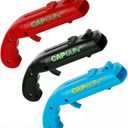Cap Shooting Bottle Opener Gun - Launches Caps for World Cup Parties, BBQs & Adult Gatherings, Fun Gadget for Men, Unique Gag Gift for Sports Events (Blue Red Black)
