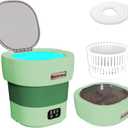 Portable Washing Machine with Spinner, 18L Large 2 in 1 Small Laundry Portatil, Foldable Mini Underwear Portable Washer, Collapsible Washer for Baby Clothes, Apartment, Camping, Travel Green (18L, Green)