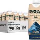 Evolve Plant Based Protein Shake, Vanilla Bean, 20g Vegan Protein, Dairy Free, No Artificial Sweeteners, Non-GMO, 10g Fiber, 11 Fl Oz (Pack of 12) (Formula May Vary) (EXP 09/23/26)