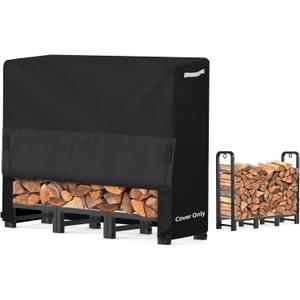 AKEfit 4ft Firewood Racks Cover,Heavy Duty Waterproof Outdoor Logs Holder Stand Cover with Velcro-Black (48''L x 24''W x 41''H)