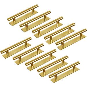 10 Pack Self-Stick Push Pull Helper ABS Plastic Wardrobe Handle Instant Cabinet Drawer Furniture Handles (Gold)