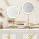8" Lighted Makeup Mirror, 1X/10X Magnification Mirror with Lights, Double Sided Dimmable Mirrors, Rechargeable & Brightness & Height Adjustable, Cordless Vanity Mirror(Gold)