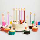 30 PCS Red Long Birthday Candles, Thin Metallic Cake Candles, Tall Glitter Cuppcake Candles in Holders for Birthday Wedding Party Decorations, 5.3 inches