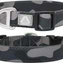 Soft Padded Dog Collar, Neck 9-14, Adjustable Heavy Duty Collar with 3M Reflective Logo for Small Dogs, Camo Dark Gray, S