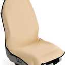 lebogner Waterproof Sweating Car Seat Cover for Post Gym Workout, Running, Swimming, Beach and Hiking, Universal Fit Anti-Slip Bucket Seat Protector for Cars, SUVs and Trucks, Machine Washable, Beige
