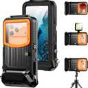 2026 Underwater Snorkeling Diving Phone Case for iPhone 17/16/15/14/13/ Pro Max/XR/XS/.[50ft/15m] Professional Scuba Dive Waterproof Case Underwater Photo VideoApple Models-Left 5G- Black Frame