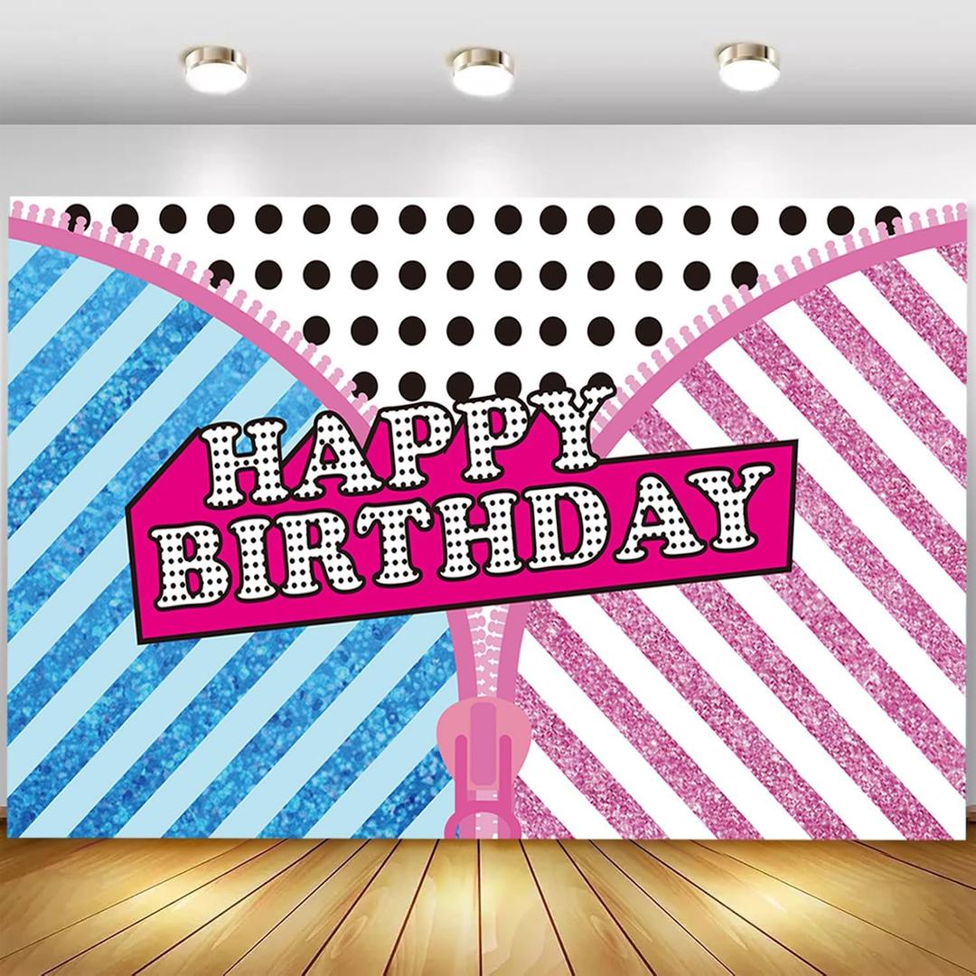 Surprise Party Banner, Rose Red Pink White Polka Dots for Kids Baby Shower Surprise Birthday Party Theme Supplies Decorations