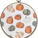 Sufamb Rustic Fall Pumpkin Round Wall Art Decor, Farmhouse Autumn Pumpkin Canvas Artwork Framed, Vintage Fall Wall Hanging Prints Decorations for Home Bedroom Living Room Kitchen Decor, 10x10 Inches (polychrome)