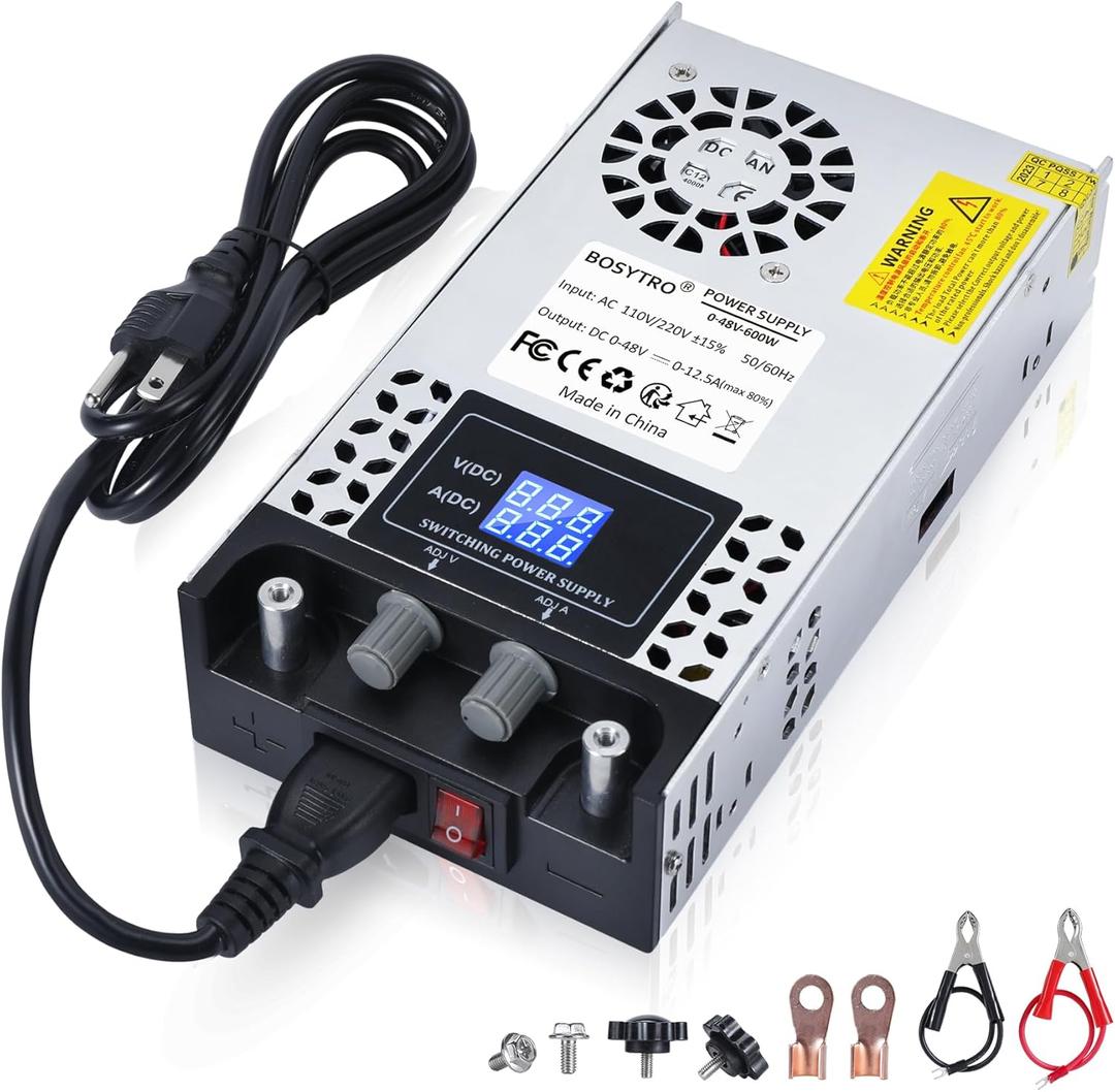AC to DC Converter 60V DC Power Supply Adjustable 0-60V 0-10A SMPS Max 600W Switching Power Supply for Led Strip, Motor Pump, CCTV, 3D Printer, Lab Computer