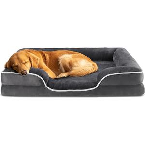 NEWBULIG 42x32 Inch Orthopedic Dog Bed Large Sized, Dog Couch/Sofa Bed with Washable Cover, Waterproof, Memory Foam, Soft Fluffy Surface