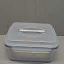 Large Glass Storage Containers with Lids, Extra Large Glass Food Containers for Rotisserie Chicken/Turkey and Potluck, Giant Watermelon Container, XL Big Bowl Freezer Storage Container Airtight 200oz (Light blue handle)