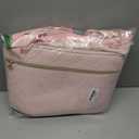 Teacher Tote Bag with Accordion File Organizer Pocket, Soft Nylon Utility Bag with 15.6 inch Laptop Compartment & USB Port, Large Work Tote Bag for Office Supplies Women (Pink)