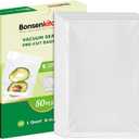 Bonsenkitchen Vacuum Sealer Bags, 50 Quart 8" x 12" Precut Food Sealer Bags, Commercial Grade, BPA Free, Heavy Duty, Customized Size Vacuum Bags for Vac Storage, Meal Prep or Sous Vide Cooking, VB12