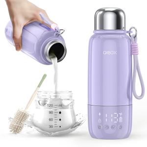 Portable Bottle Warmer for Travel - 3Min Fast Heating of Breast Milk and Formula, 36W Fast Charge, 17 Ounces Large Capacity, Baby Bottle Warmer On The Go for Outdoor Airplane and Car