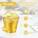 100 Pack 9 oz Gold Plastic Cups,Disposable Gold Glitter Plastic Cups,Fancy Durable Heavy-duty Plastic Glasses with Gold Glitter for Wedding,Parties,Thanksgiving,Christmas