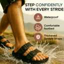 Trailvia Comfortable Footbed Sandals for Men & Women  Adjustable Buckle & Arch Support, Waterproof Summer Slides for Outdoor, Beach & Everyday Adventures (Black)