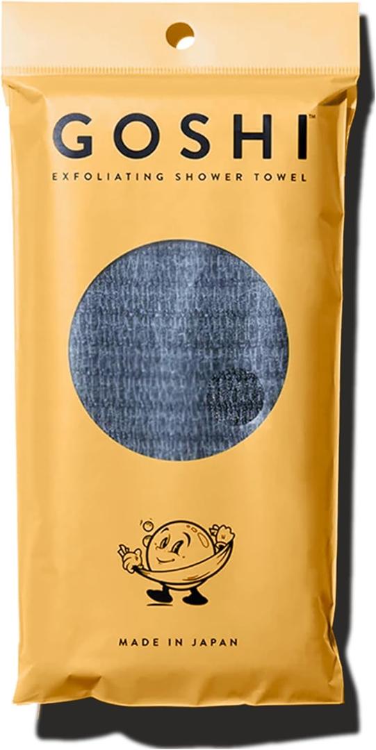 GOSHI Exfoliating Shower Towel - Rip-Resistant Exfoliating Washcloth for All Skin Types - Made in Japan (Grey)