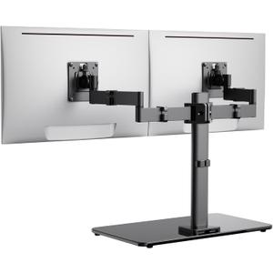 ErGear Freestanding Dual Monitor Stand for 17 to 32 Inch Screens, Computer Monitor Mount for 2 Screens, Dual Monitor Arm with Tempered Glass Base, VESA Mount Desk Stand Holds 22 lbs per Arm