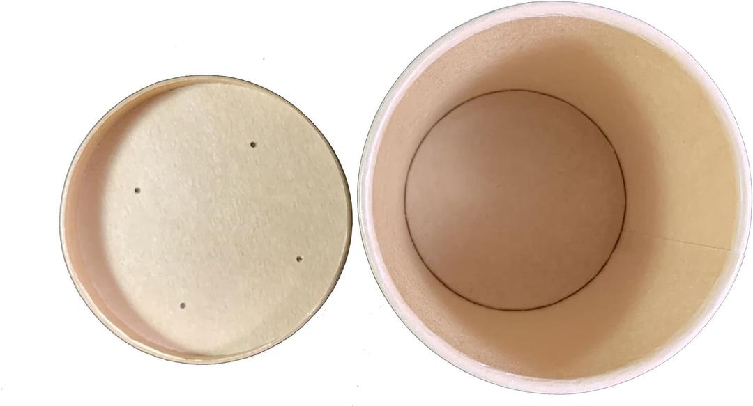 250 Sets Kraft Paper Food Containers With Vented Lids, To Go Hot Soup Bowls, Disposable Ice Cream Cups - Kraft (16 oz)
