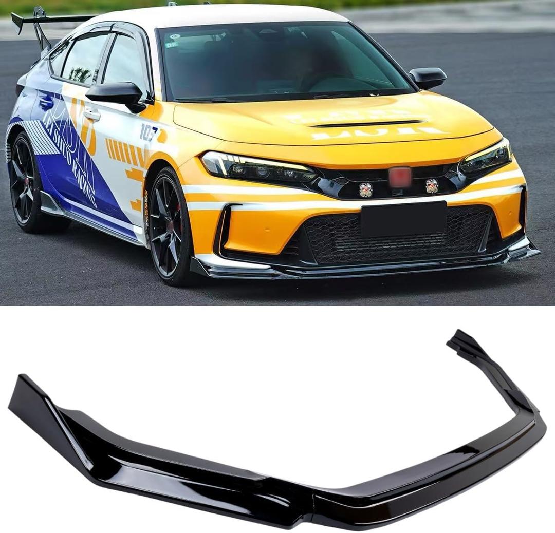 Front Lip Compatible with 2023-2026 Honda Civic Type-R FL5, JDM Style Air Dam Lower Chin Bumper Spoiler Splitter Protection Body Kit Fit for 2023 2024 2025 2026 (Glossy Black)