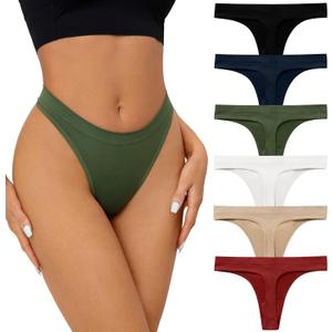 SHARICCA Seamless Thongs for Women Sexy Breathable No Show Thong Underwear Women Multiple Pack (Small, (6 Pack) Lovely Vintage)