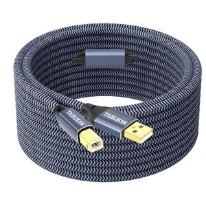 USB Printer Cable 40ft, High Speed A to B Cord Compatible for Keyboard, MacBook, Printers and Scanners - Gray (Grey)