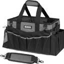 Wearable Cleaning Caddy Bag, Cleaning Caddy Supplies Organizer with Handle & Shoulder Straps for Housekeepers, Under Sink & Car Cleaning Tool Organizers with 4 Foldable Divider (DarkGrey)