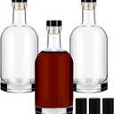 Wine Bottle 3PCS 750 ML Glass Bottles with Lids 25 oz Clear Glass Bottles with Cork Empty Wine Bottle with Stopper for Beverages Drinks Beer Water Soda