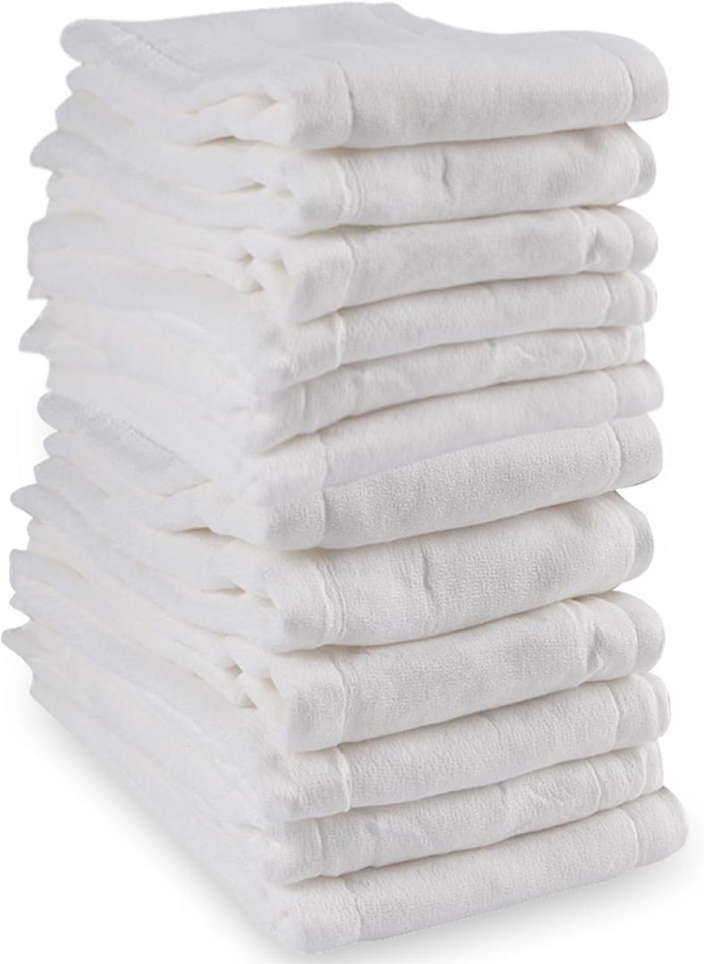 Prefold Cloth Diapers - Premium Cotton, Fasoar 3 Ply Environmental Friendly Baby Washable Diaper Covers for Babies to Toddlers Multi-Use (10-35 lbs) 12 Count