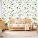 Sage Green Floral Peel and Stick Wallpaper Self Adhesive Removable Modern for Bedroom Accent Wall Renter Friendly Thick Watercolor Natural Flower Wallpaper 17.7" x 118"
