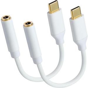 USB C to 3.5mm Female Headphone Jack Adapter, Type C to Aux Audio Dongle Cable Cord Compatible with iPhone 17 Pro Max/17 Pro, 16/15 Pro Max, 16/15 Pro, Galaxy S24/S23/S22 Ultra, iPad Pro(2 Pack)