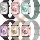 6 Pack Sport Bands Compatible with Apple Watch Band 38mm 40mm 41mm 42mm 44mm 45mm 49mm 46mm,Silicone Waterproof Strap for iWatch Apple Watch Series 11 10 9 Ultra 8 7 6 5 4 3 2 1 SE Women Men (Black/Pink Sand/Stone/Gray/Cactus/Dark Cherry)