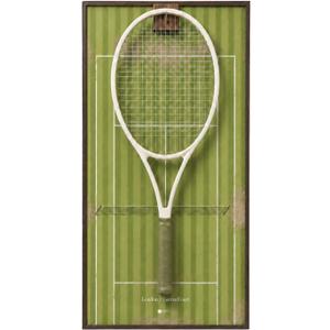 Tennis Racket Display Frame with Walnut Block & Copper Hooks – Showcase Your Vintage or Everyday Racket with Grand Slam Court Inspired Decor (16x31.5inch / 40x80cm), Standard
