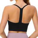 Sports Bra, Workout Tops for Women, Medium Impact Strappy Padded Sports Bras for Women High Support (X-Large, A4-black)