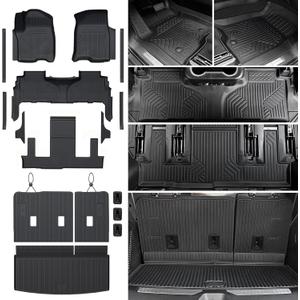 Floor Mats Set for 2021-2025 2026 Chevrolet Chevy Tahoe/GMC Yukon 7  Seat Accessories(Not for Yukon XL), All Weather TPE Cargo Mat Liner Backrest Mat Door Sill Protectors
