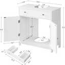 TEENFON Pedestal Sink Storage Cabinet with 2 Doors and Drawer, Bathroom Sink Cabinet, Under Sink Storage with U-Shape Cut-Out, White